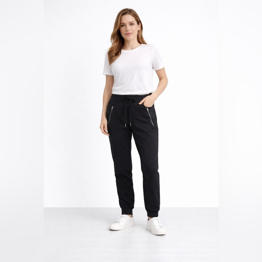 Athleta Trekkie North Jogger Black 6 Zipper Pocket Pull On Stretch Travel Work